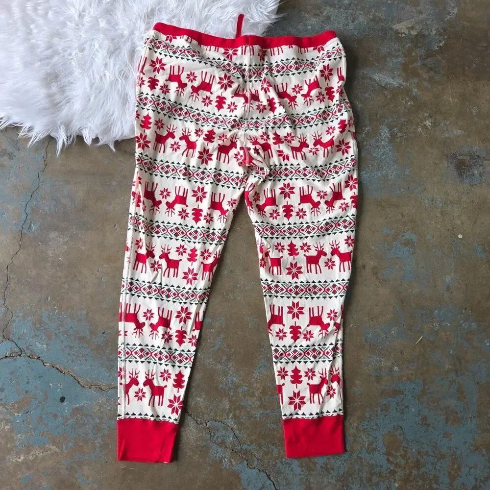 Hanna Andersson Christmas Pajama Pants Size XXL New Reindeer Fair Isle Print